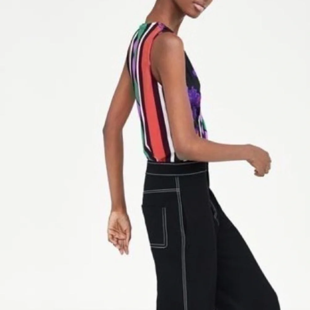 Zara bodysuit with striped & floral print medium womens Zara bodysuit medium